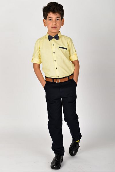 Mnk Oxford Boy's Shirt Set Mnk0322 Yellow