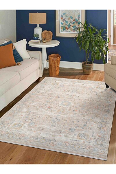 Konfor Halı Rustik 2222 Klasik Vintage Salon Bej Krem Mutfak Halısı Tozumaz Yumuşak Makine Halısı