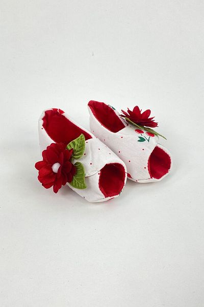 Mnk Red Set with Cherry Pattern Headband, Panties and Shoes