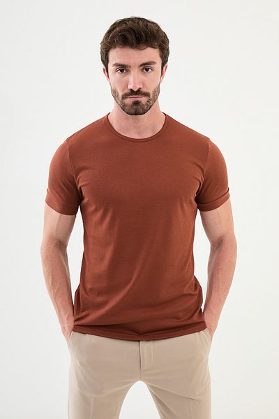 Mcr Duz Slim Fit Crew Neck Basic Men's T-Shirt Tile - 36690.22Y
