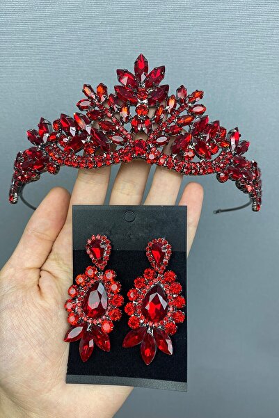 Limelia Coroana și cerceii roșii pentru mireasă Berlin Henna