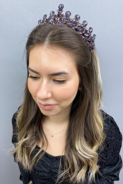 Limelia أنثراسايت بيربل بيتي الحناء تاج الزفاف