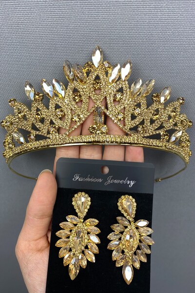 Limelia تاج وأقراط هينا للعروس من ليليا