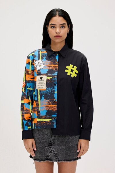 Bad Bear Anastasia Siyah Kadın Baskılı Gömlek