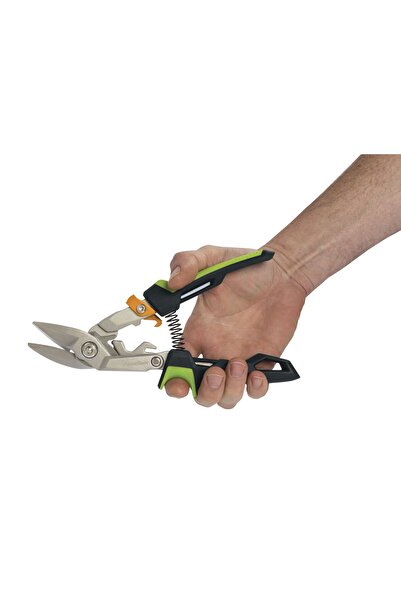 FiSKARS 1027210 Powergear Metal - Offset Sheet Cutting Scissors, Right Cut