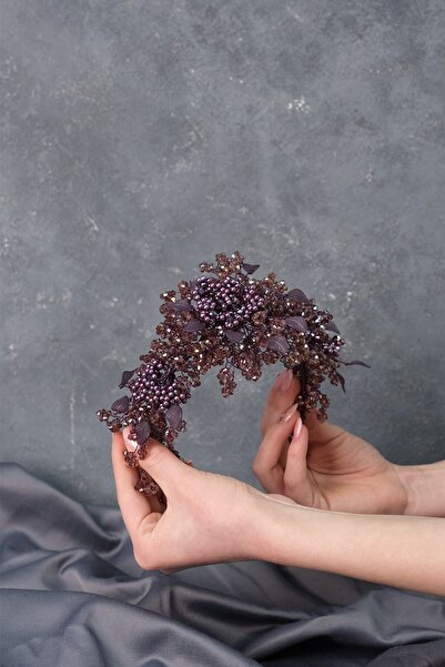 Limelia Accesoriu pentru păr cu coroană de henna de mireasă cu mărgele de per...