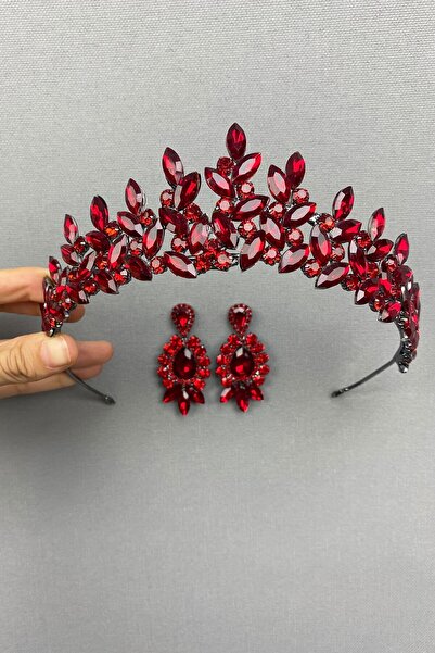 Limelia Coroana și cerceii de henna pentru mireasă roșie Subra