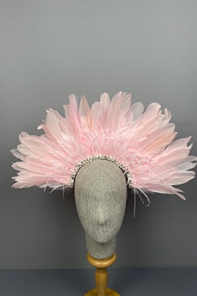 Limelia Αξεσουάρ νυφικής κορώνας ροζ Enda Feather Stone