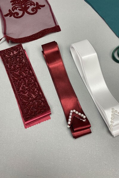 Limelia Σετ κοσμημάτων με κορδέλα με γκλίτερ νυφικό πέπλο και κάλυμμα γαμπρού