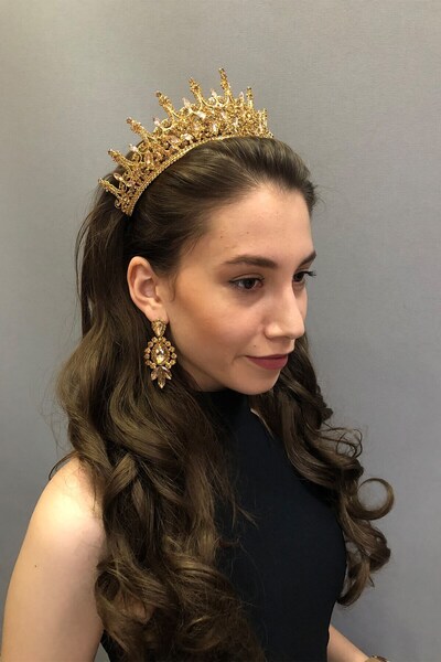 Limelia Coroana și cerceii de henna pentru mireasă Leonis Model Honey Color