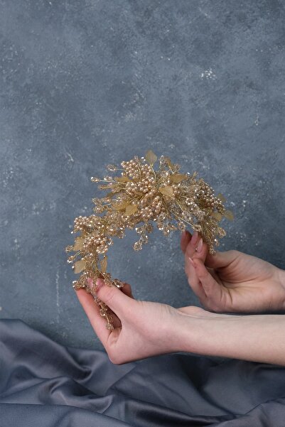 Limelia Αξεσουάρ μαλλιών με χρώμα μέλι, με χάντρες με πέρλες, νυφική ​​τιάρα ...