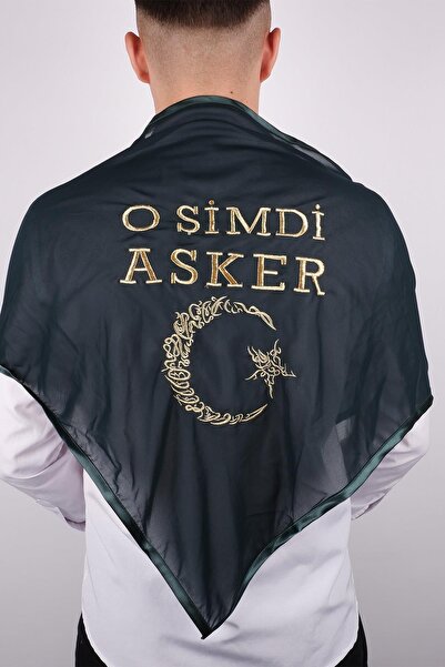 Limelia Πράσινο Κεντημένο Σάλι Φεγγάρι-Αστέρι - Στρατιώτης