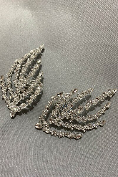 Limelia Ασημί Χρώμα Αξεσουάρ Μαλλιών με Μοτίβο Φύλλων Διπλής Όψης Στέμμα Νύφης