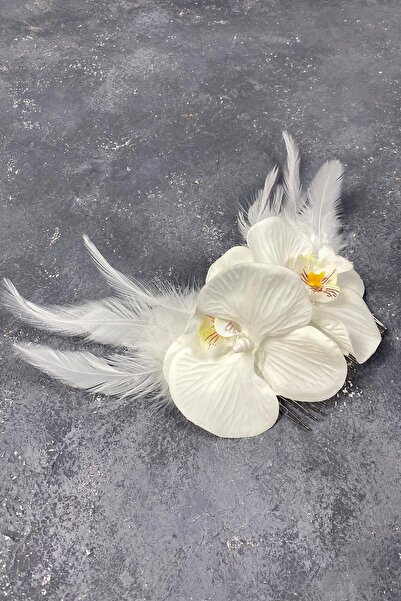 Limelia Шнола за коса с орхидея и пера