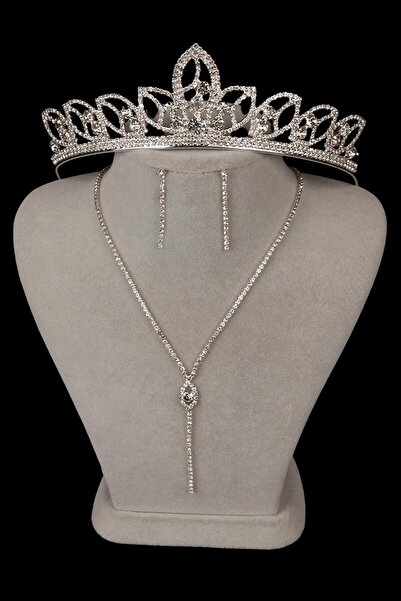 Limelia Set de rochii de seară elegant din piatră de cristal Rio - colier și cercei, coroană de mireasă din frunze