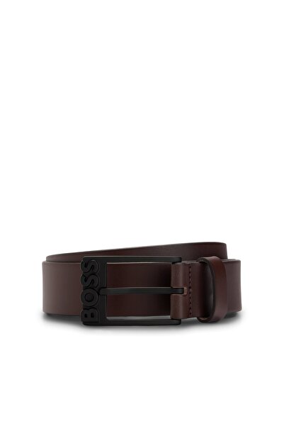 BOSS Kemer Tokası Logolu ,Mat Siyah, İtalyan Derisi