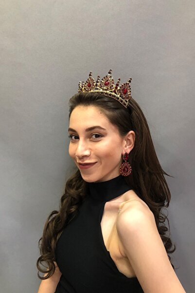 Limelia تاج وأقراط هينا للعروس من موديل أهو بوردو