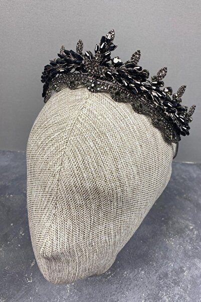 Limelia Coroană neagră Lena cu cristale și mărgele de mireasă Henna