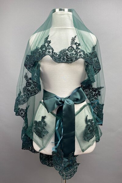 Limelia حجاب الزفاف الدانتيل الأخضر فينوس غطاء الوجه الحناء