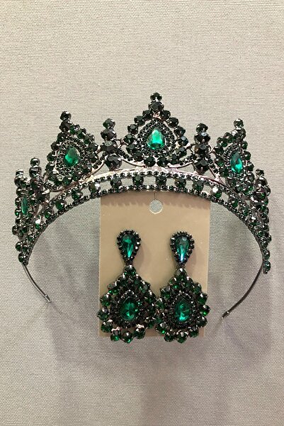 Limelia Set de henna, coroană de mireasă și cercei cu carcasă metalică din pi...