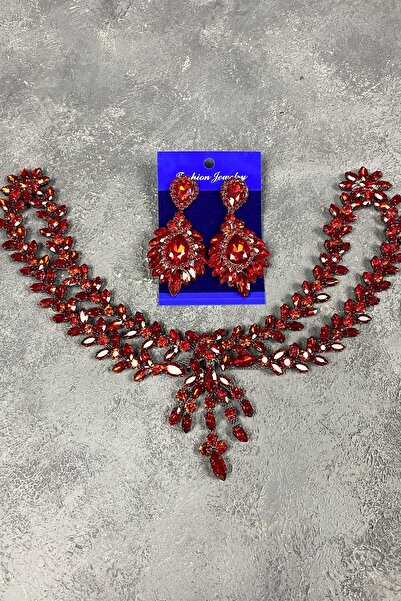 Limelia Red Sultan Fascinator Accesoriu și Cercei pentru păr Henna de mireasă