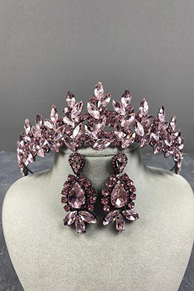 Limelia Set de cercei și coroană de henna de mireasă roz Subra