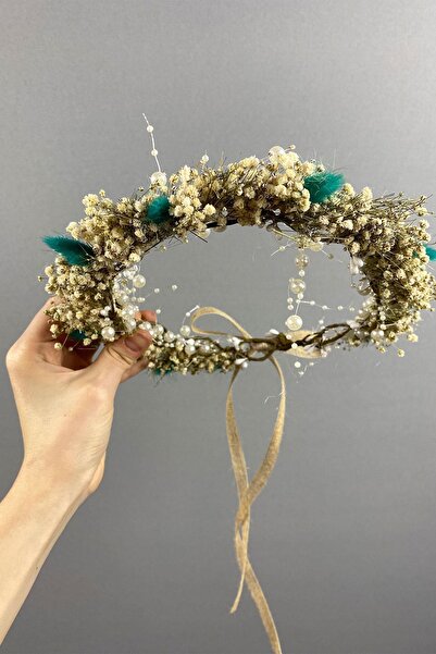 Limelia Coroana de mireasă pentru sedinta foto în aer liber, verde apă, cremă...