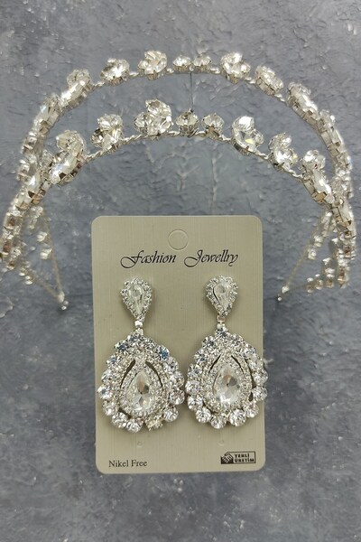 Limelia Alfa Model Νυφική Κορώνα και Σκουλαρίκια με Μοτίβο Σαλιγκαριού