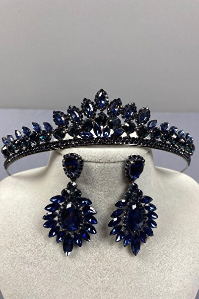 Limelia Set de coroană și cască de mireasă Leyn bleumarin