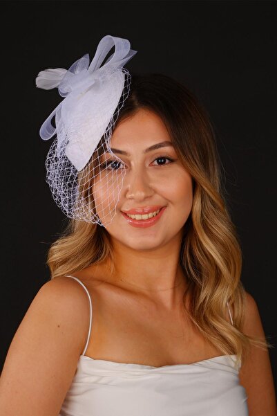 Limelia Kırık Beyaz Vualet Nikah Şapkası Milano Tüllü Gelin Aksesuarı