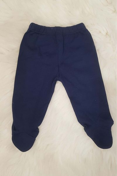 Mnk Baby&Kids Navy Blue Booties Baby Combed Cotton Trousers Navy Blue