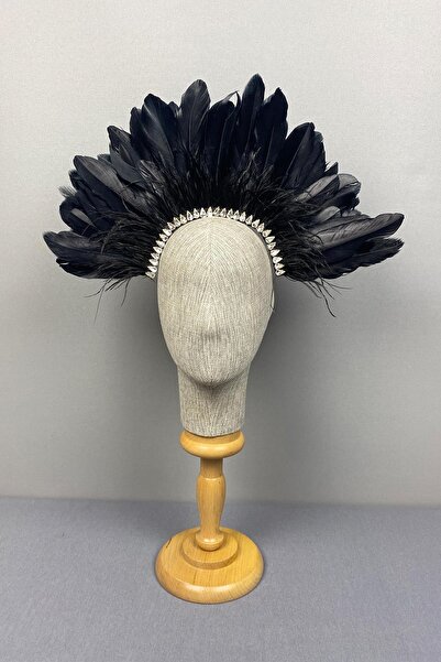 Limelia cu pietre aplicate Accesoriu cu pene de henna neagră pentru mireasă