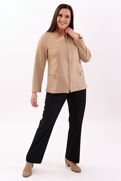 Metpoint Jachetă din piele intoarsa de nurca cu fermoar