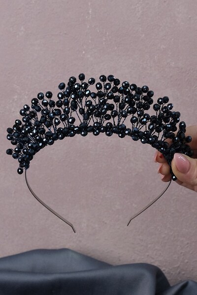 Limelia Μπλε ναυτικό κρυστάλλινο στέμμα νύφης με χάντρες Aren