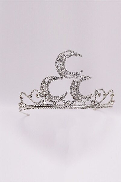 Limelia تاج الزفاف الفضي ذو 3 هلال