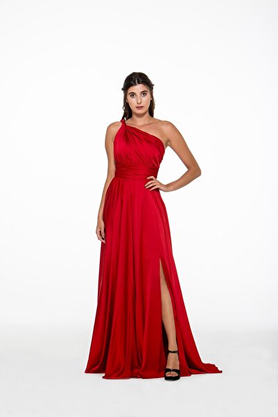 MAXXE 4923ST Helen Tek Omuz Saten Elbise