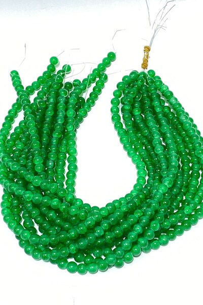 Limelia Γυάλινες χάντρες με πράσινο σχέδιο 8 χιλ.