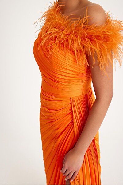 MAXXE 5709SAT TEK OMUZ SATEN ABİYE ELBİSE