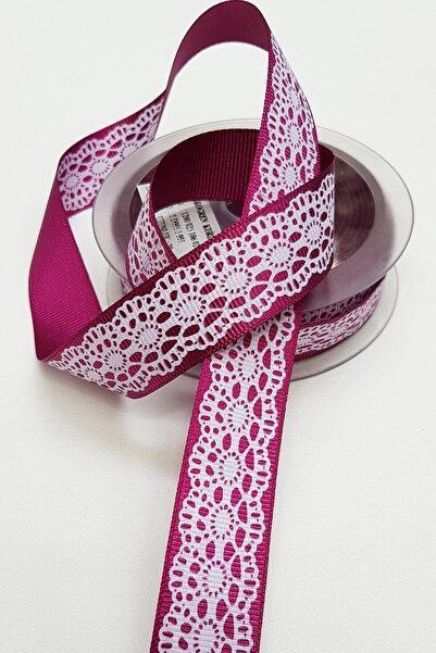 Limelia Model din dantelă fucsia închisă cu imprimeu panglică grosgrain 2,5 cm