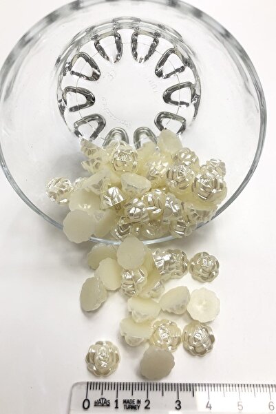 Limelia Mărgele de jumătate de perlă cu model de trandafir crem