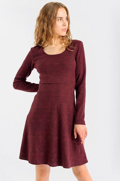 Jument Fusta de iarnă cu model în carouri de damă Rochie până la genunchi kilos-visiniu