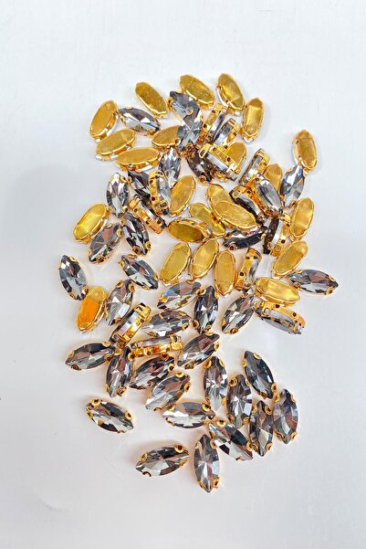 Limelia Mărgele de sticlă lucioasă - Gri antracit cu fund auriu, 10 bucăți