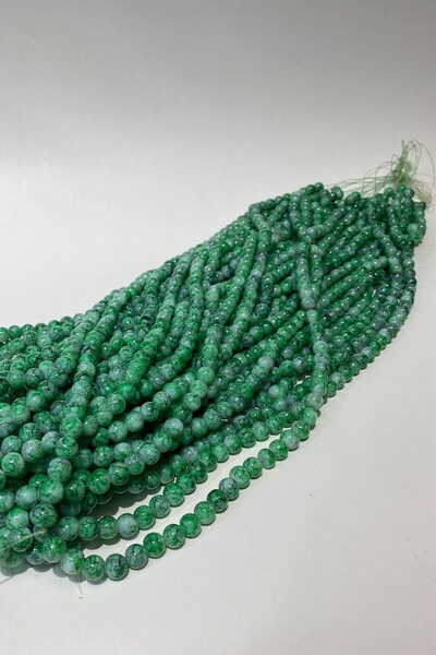 Limelia Γυάλινες χάντρες με πράσινο σχέδιο 8 χιλ.