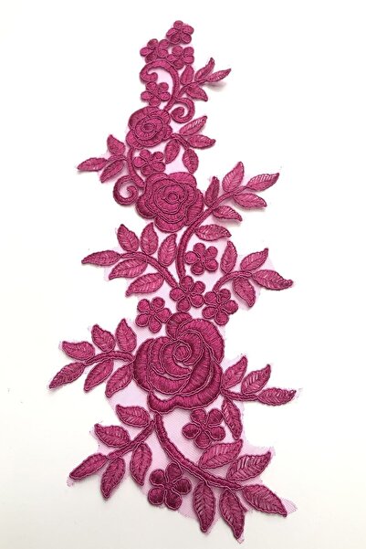 Limelia Aplicație din dantelă guipură cu model de trandafiri fucsia