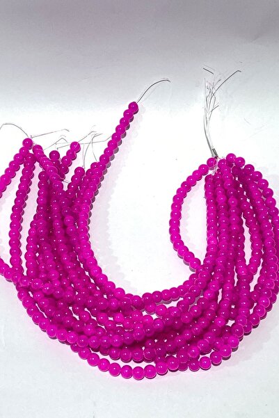 Limelia Струна от стъклени мъниста с фуксия мотив 8 мм