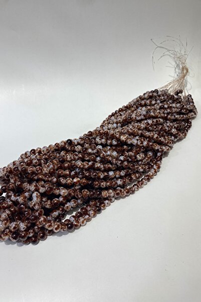 Limelia Mărgele din sticlă cu model maro roșu 8 mm