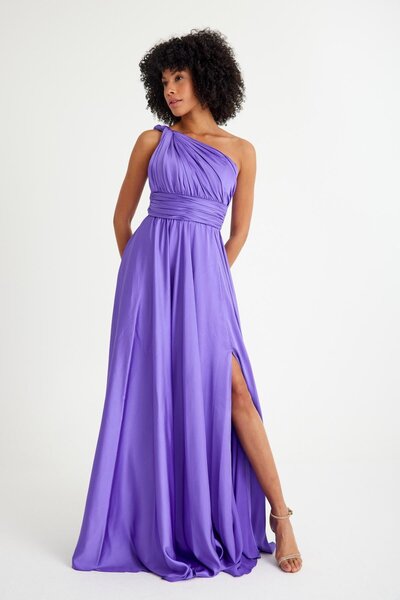 MAXXE 4923ST Helen Tek Omuz Saten Elbise