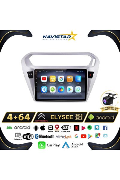 Navistar Citroen Elysee 2 64gb Kablosuz Carplay 2013-2018 Android 13 Navigasyon Multimedya Sistemi