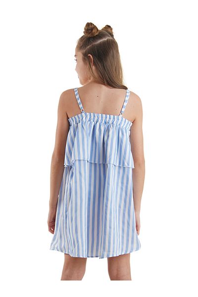 MSHB&G Gestreiftes Sommerkleid mit Schmetterlingsträgern für Mädchen - Rüschen