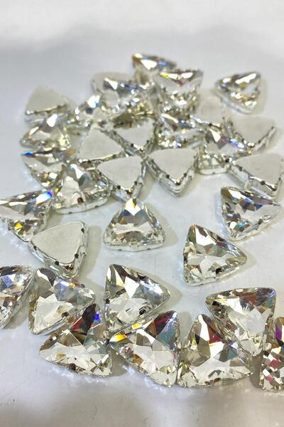 Limelia Küçük Üçgen Kasalı Beyoğlu Taşı Dikme Kristal Boncuk 5 Adet